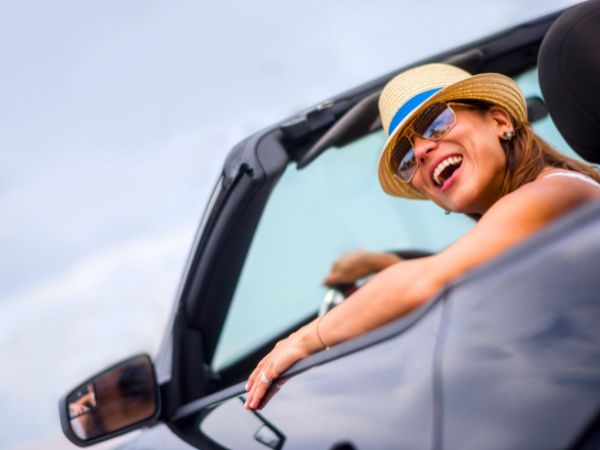 Woman in a Rental Car in Sunshine Coast